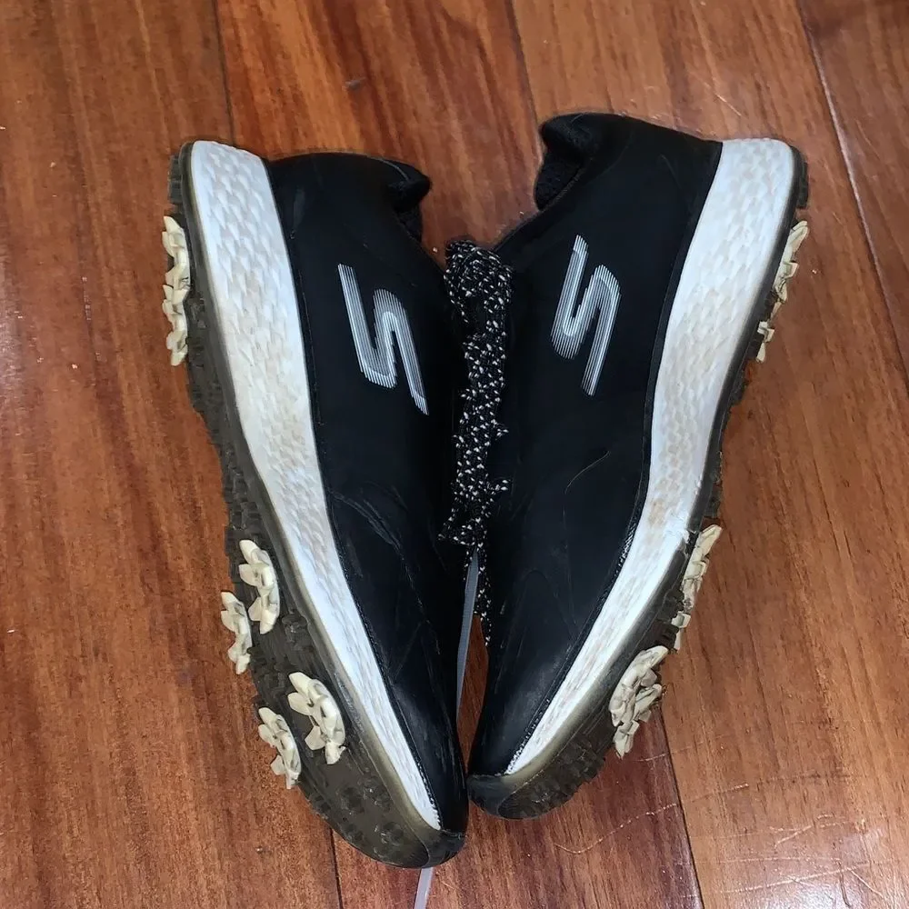 Skechers women’s Black Athletic Golf cleats Sneakers with White Accents size 7.5